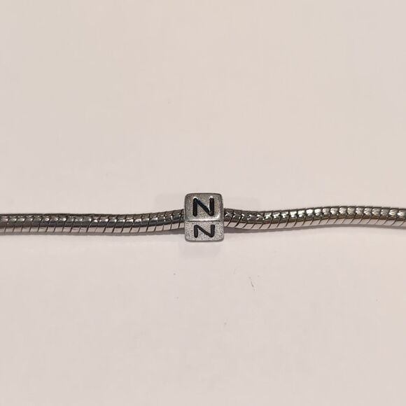 Silver N Spacer Charm for Pandora Style Bracelet - Picture 2 of 5